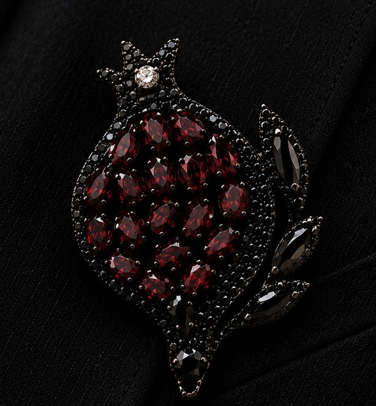 Black Gunmetal Pomegranate Brooch – Marina Karelyan Couture