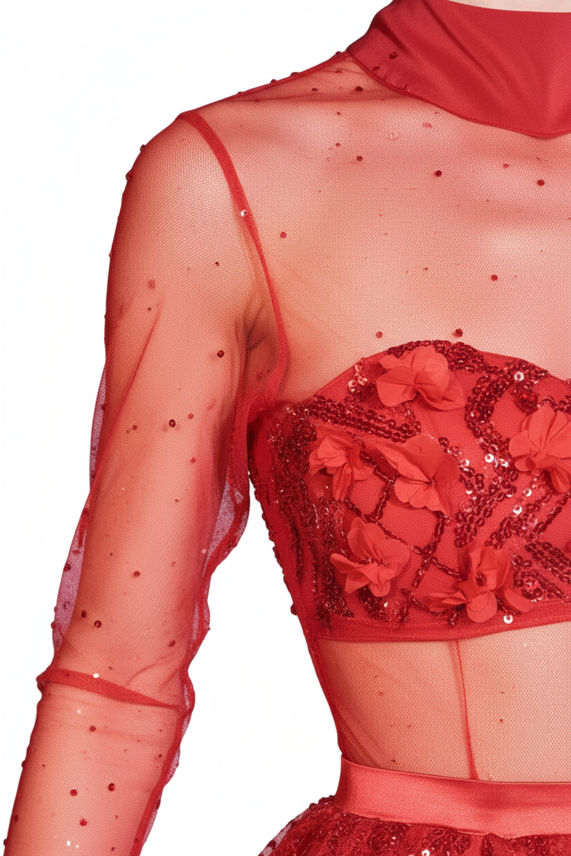 Sheer Red Sleeve & Crystal Beneath