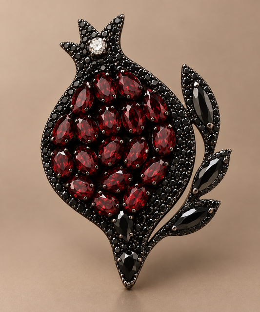 Black Gunmetal Pomegranate Brooch – Marina Karelyan Couture