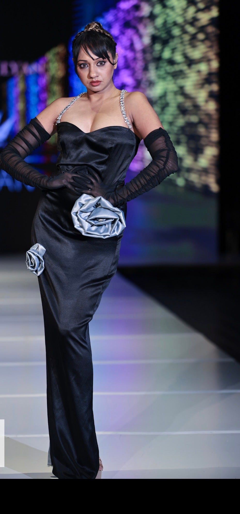 Black Satin Rose Gown – Marina Karelyan Coutur