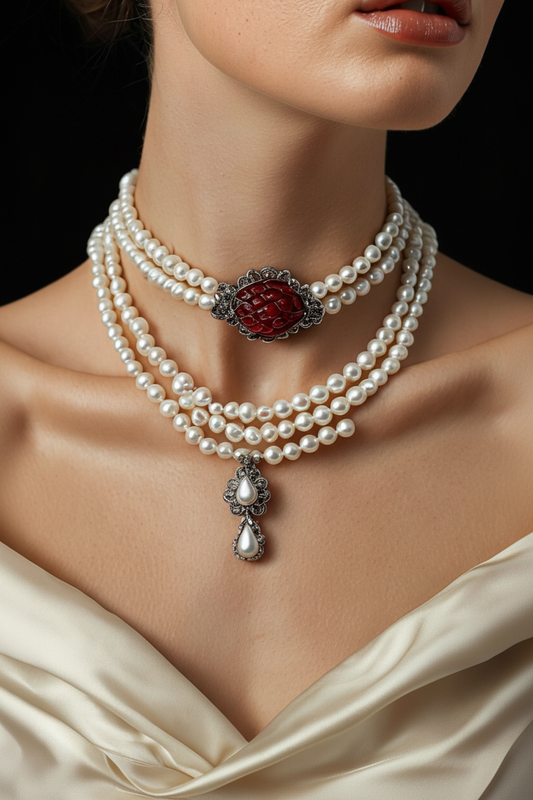 Elizabeth Pearl & Pomegranate Choker – Clean