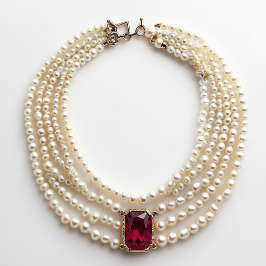 Multi-Strand Pearl & Garnet Necklace