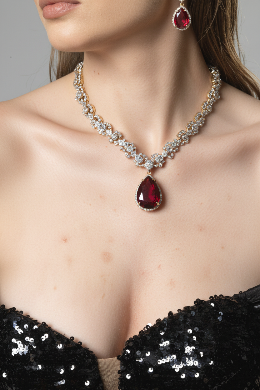 Red Garnet Necklace Close-Up